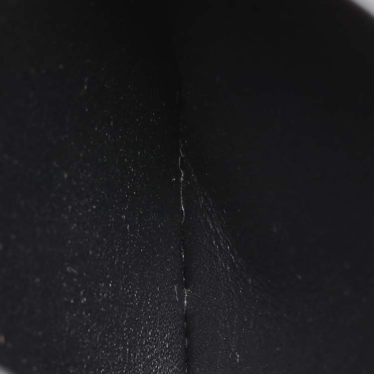Pre Owned Saint Laurent Black Leather Tiny Cassandre Card Holder