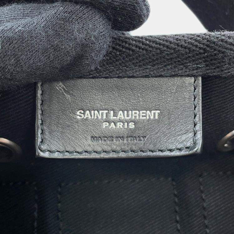 Pre Owned Saint Laurent Paris Rive Gauche Logo Sling Bag Black/White Canvas