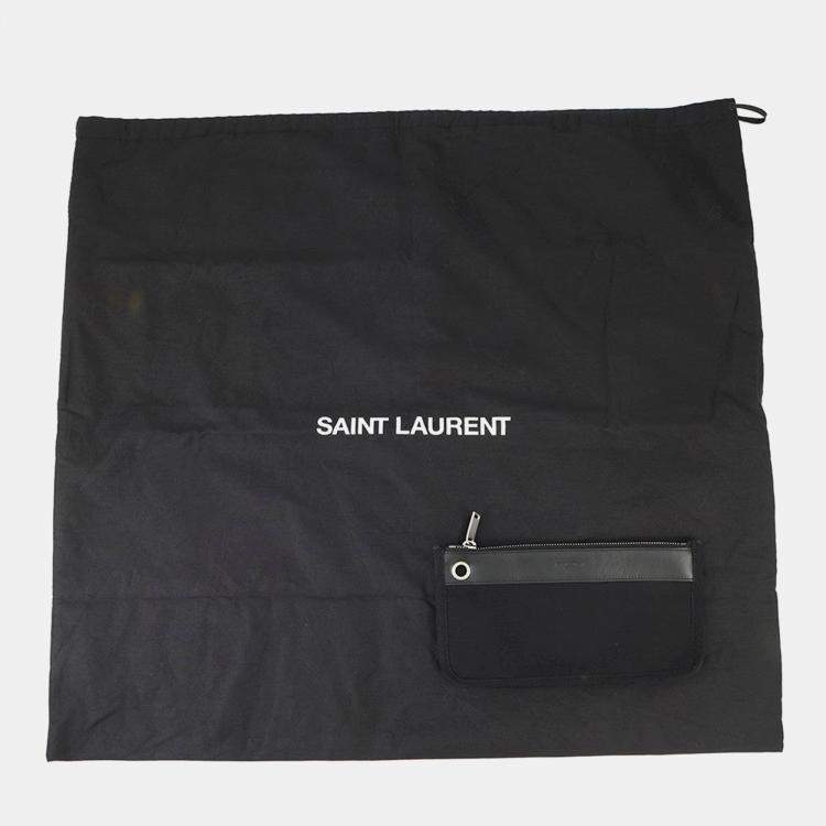 Pre Owned Saint Laurent Paris Rive Gauche Logo Sling Bag Black/White Canvas