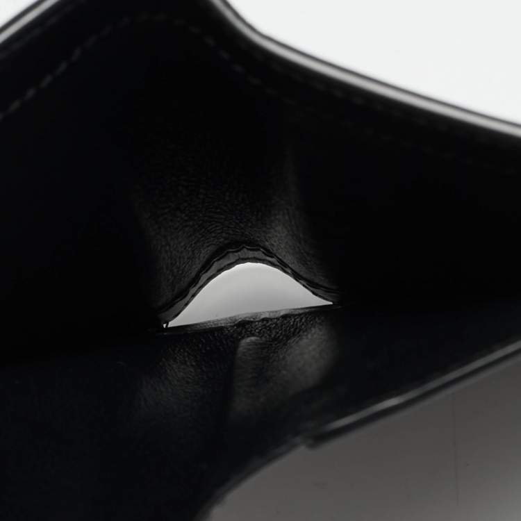 مملوكة مسبقًا Saint Laurent Tiny Cassandre Black Leather Card Holder