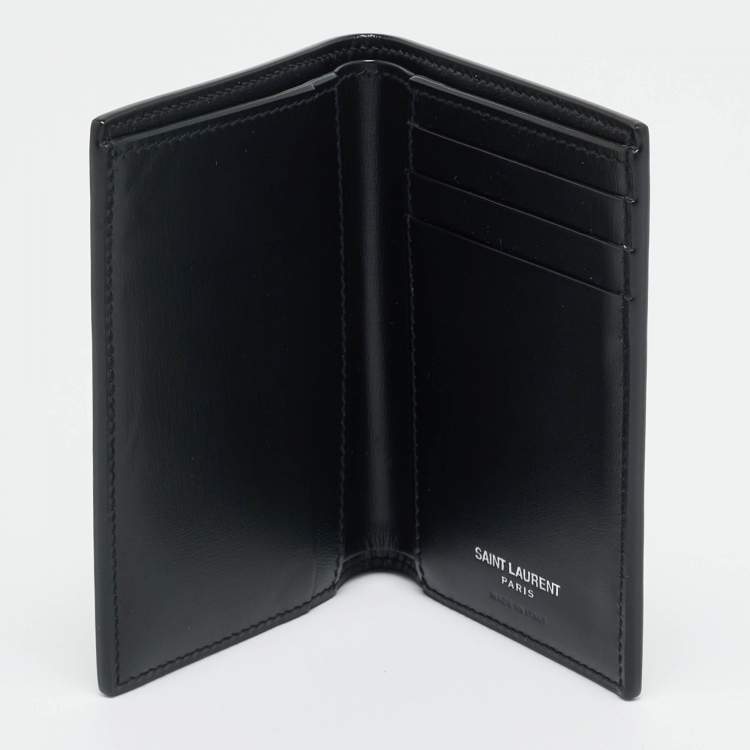 مملوكة مسبقًا Saint Laurent Tiny Cassandre Black Leather Card Holder