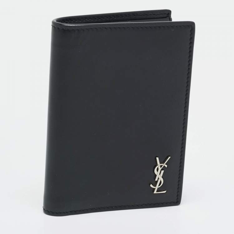 مملوكة مسبقًا Saint Laurent Tiny Cassandre Black Leather Card Holder