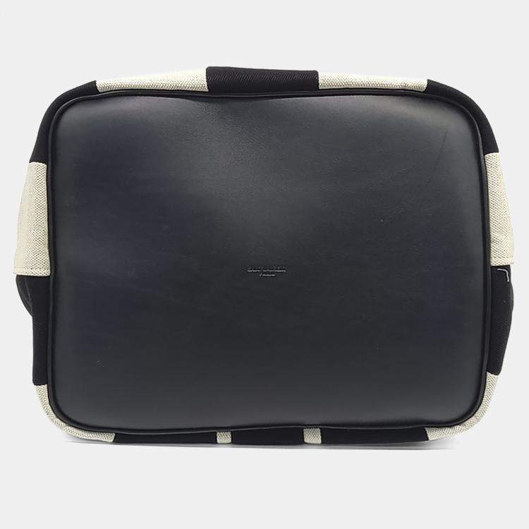 مملوكة مسبقًا حقيبة باكت سان لوران باريس ريف غوش قماش أبيض وأسود 