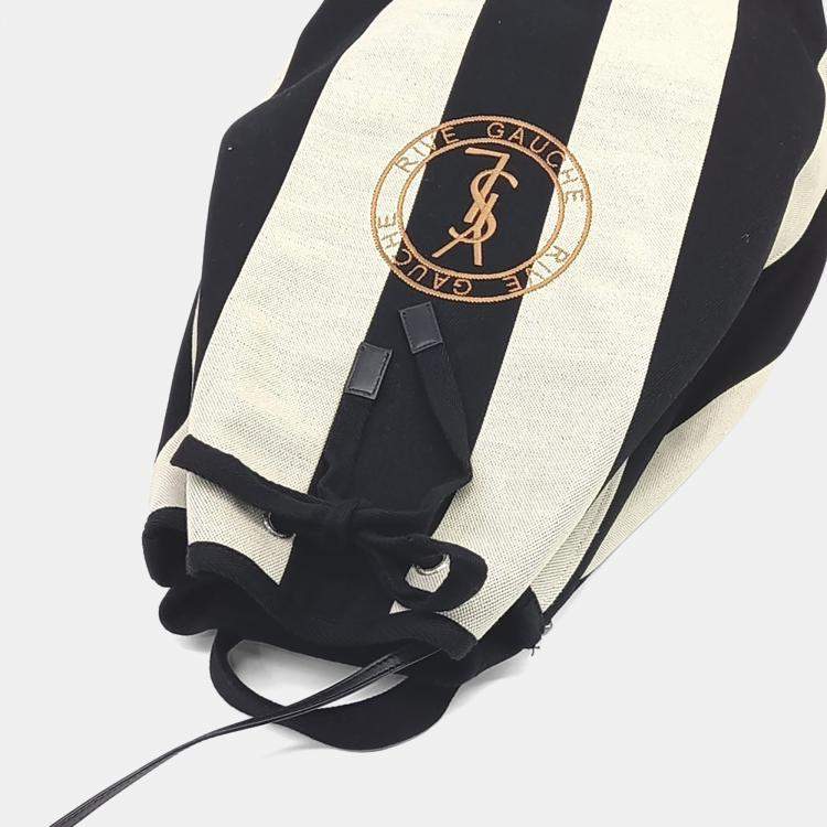 مملوكة مسبقًا حقيبة باكت سان لوران باريس ريف غوش قماش أبيض وأسود 