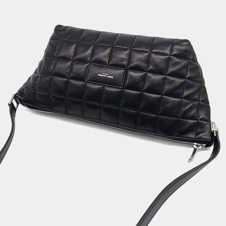 Pre Owned Saint Laurent Paris Black Leather Le Tuc Crossbody Bag