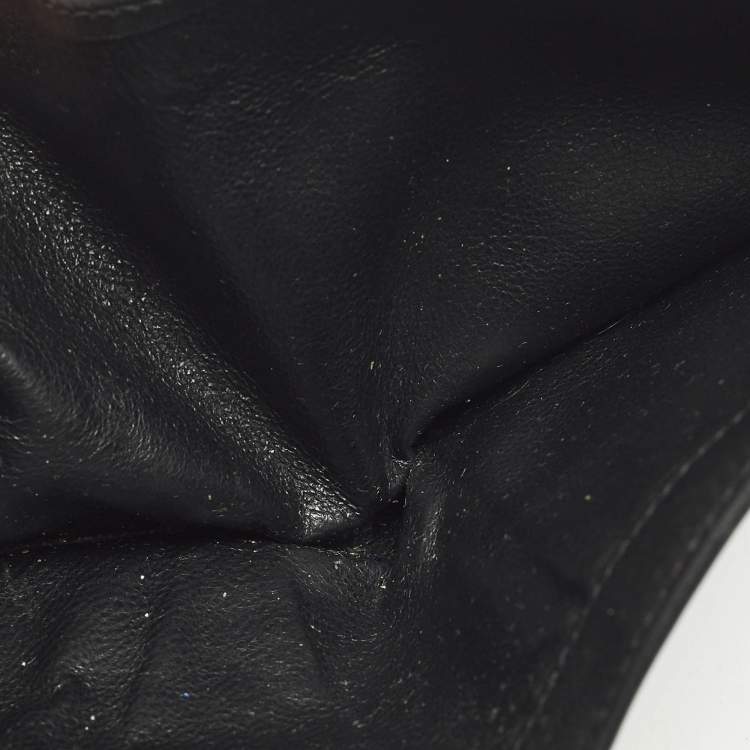 Pre Owned Saint Laurent Patches Black Leather Bifold Wallet 