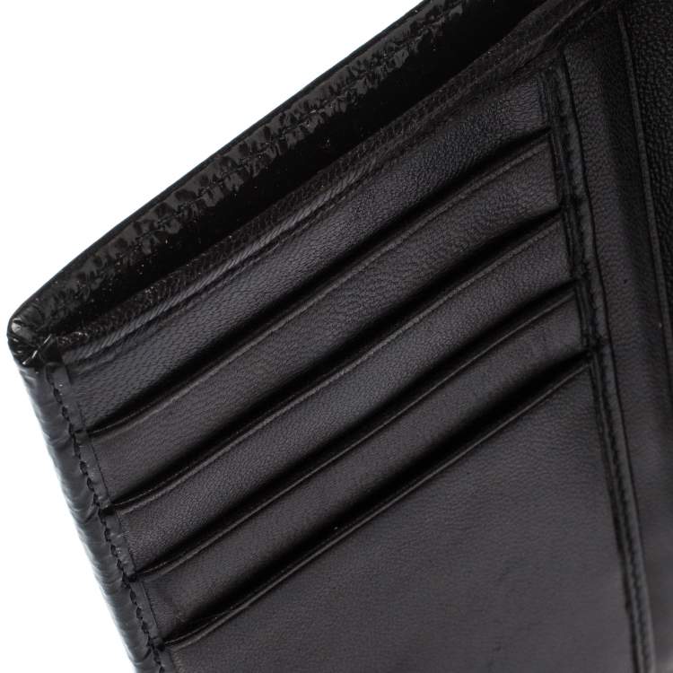 Pre Owned Saint Laurent Paris Black Patent Leather Bifold Wallet