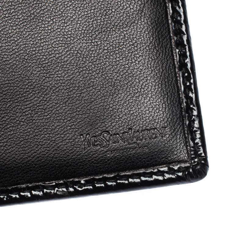 Pre Owned Saint Laurent Paris Black Patent Leather Bifold Wallet