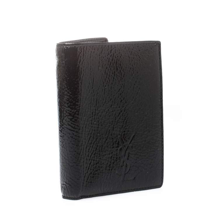Pre Owned Saint Laurent Paris Black Patent Leather Bifold Wallet