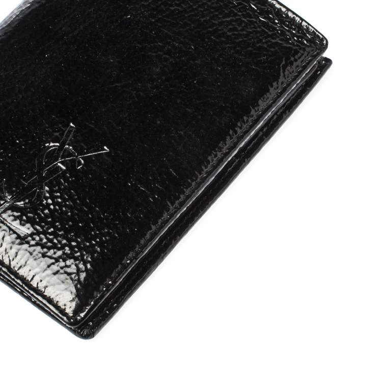 Pre Owned Saint Laurent Paris Black Patent Leather Bifold Wallet