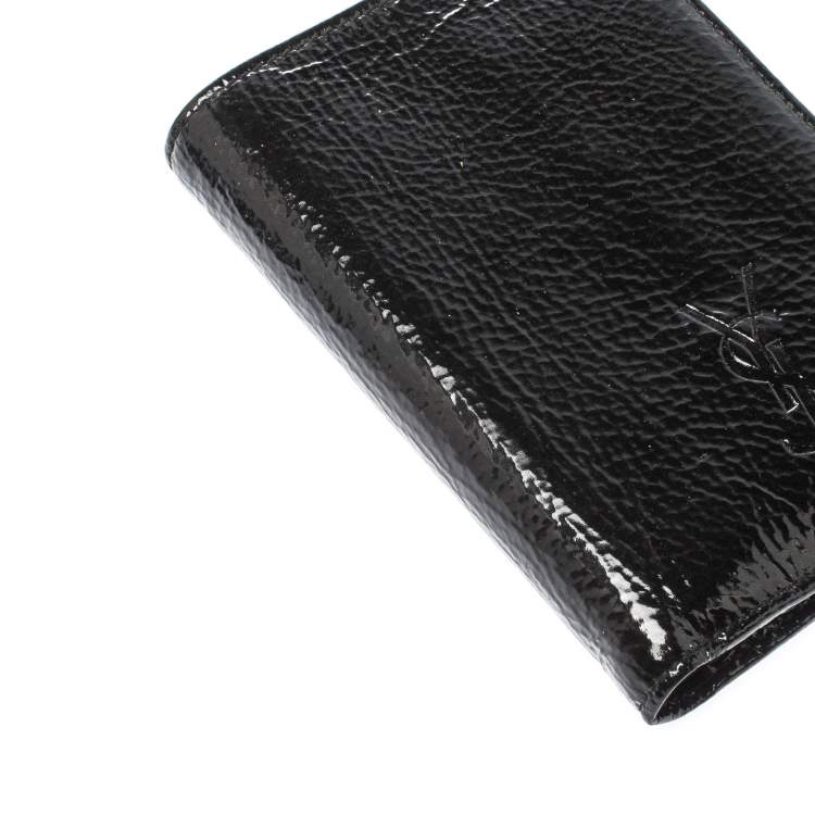 Pre Owned Saint Laurent Paris Black Patent Leather Bifold Wallet