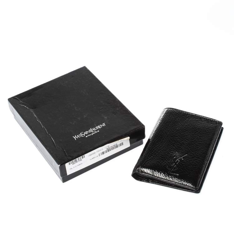 Pre Owned Saint Laurent Paris Black Patent Leather Bifold Wallet