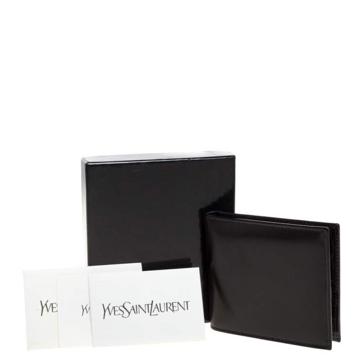 Pre Owned Saint Laurent Dark Chocolate Leather Bifold Wallet