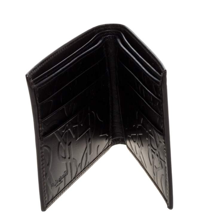 Pre Owned Saint Laurent Dark Chocolate Leather Bifold Wallet