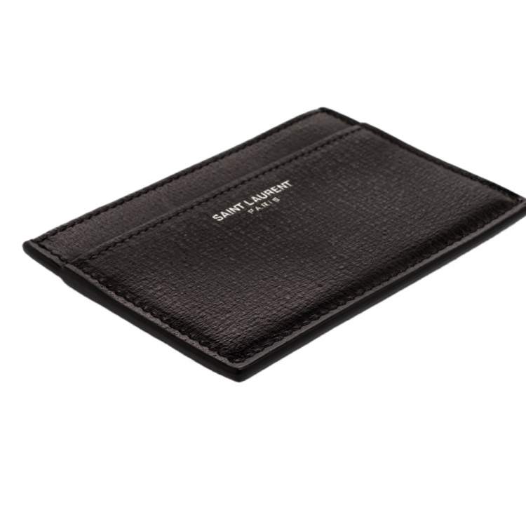 Pre Owned Saint Laurent Paris Black Leather Card Case