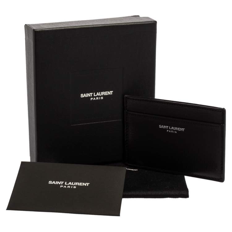 Pre Owned Saint Laurent Paris Black Leather Card Case