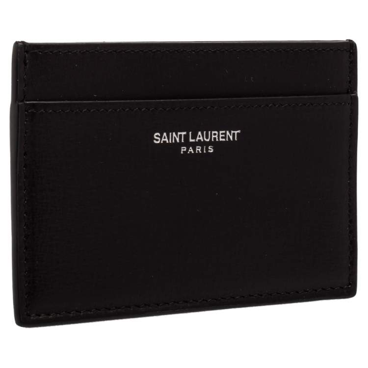 Pre Owned Saint Laurent Paris Black Leather Card Case