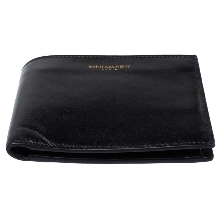 Pre Owned Saint Laurent Black Leather Bifold Wallet
