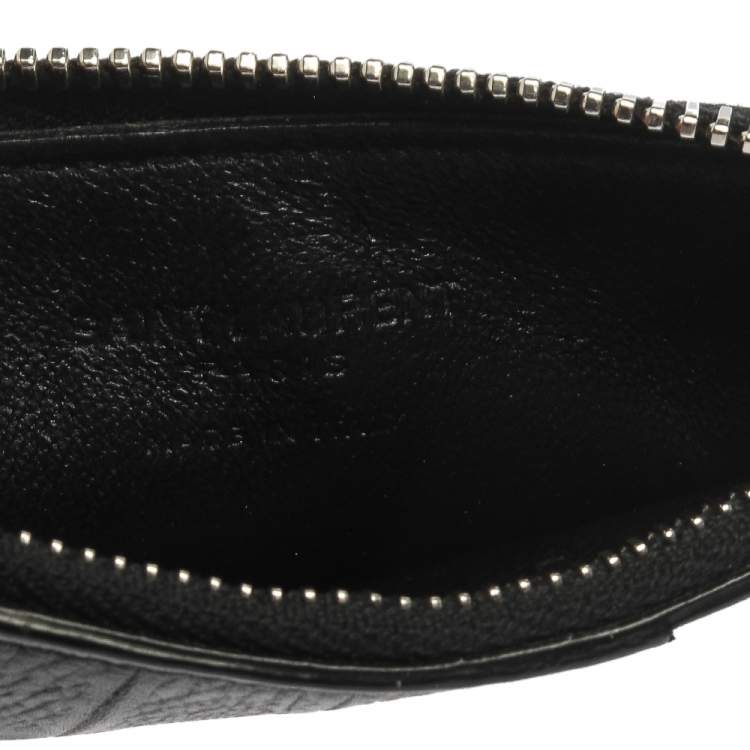 Saint Laurent Pebbled Leather Zip Card Case In Black