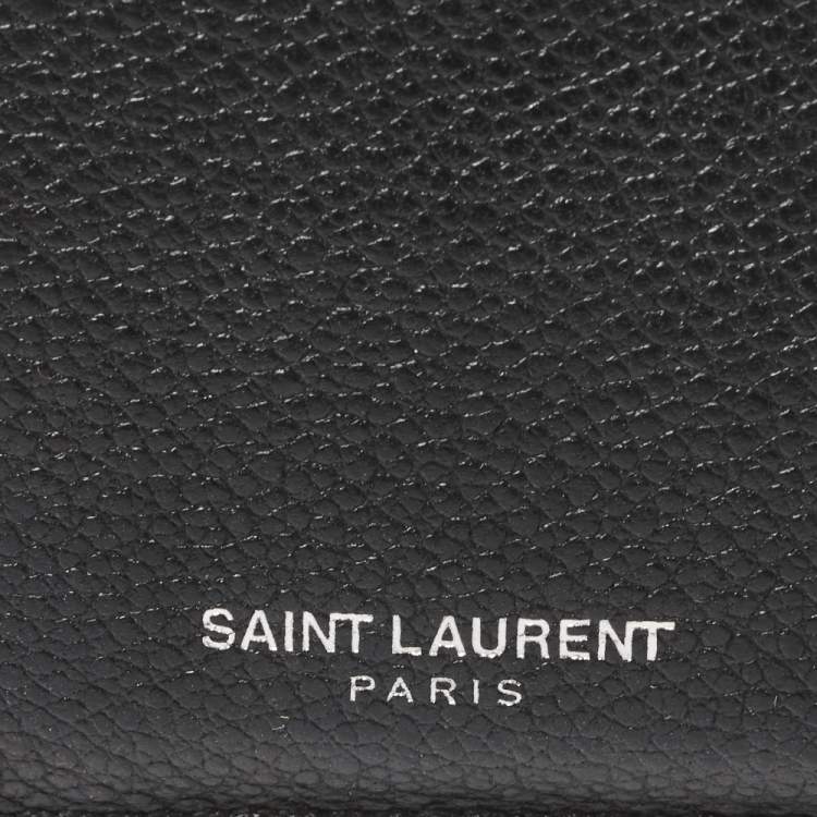 Pre Owned Saint Laurent Paris Black Leather Zip Card Holder 