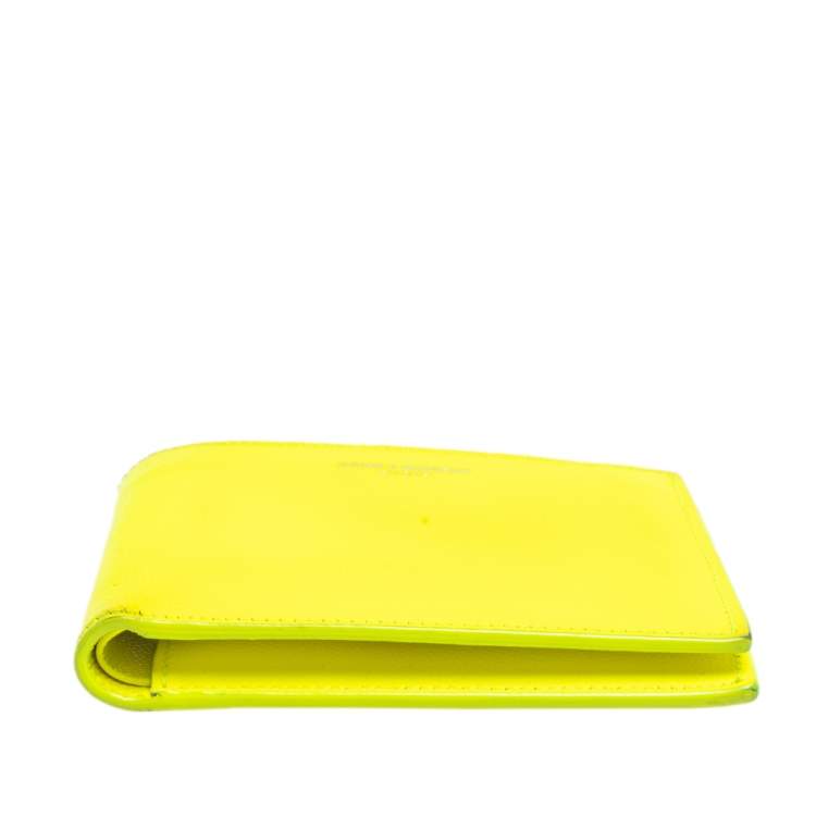 Pre Owned Saint Laurent Neon Green Leather East/West Bifold Wallet