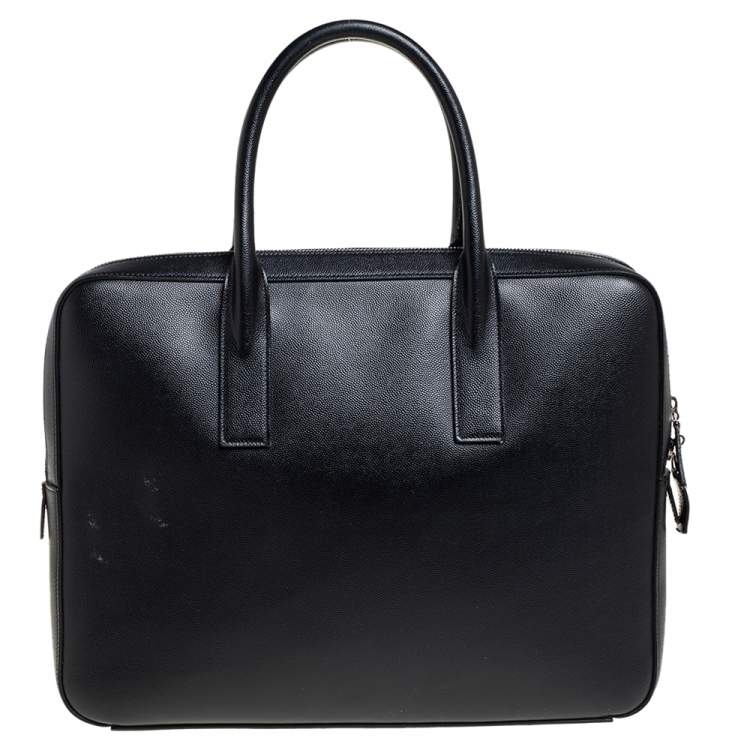 Pre Owned Saint Laurent Black Leather Museum Briefcase
