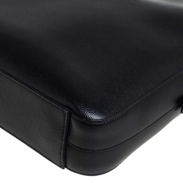 Pre Owned Saint Laurent Black Leather Museum Briefcase