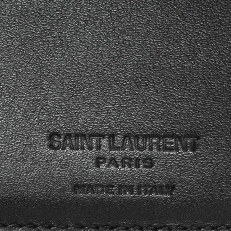 Pre Owned Saint Laurent Black Croc Embossed Leather Bifold Wallet