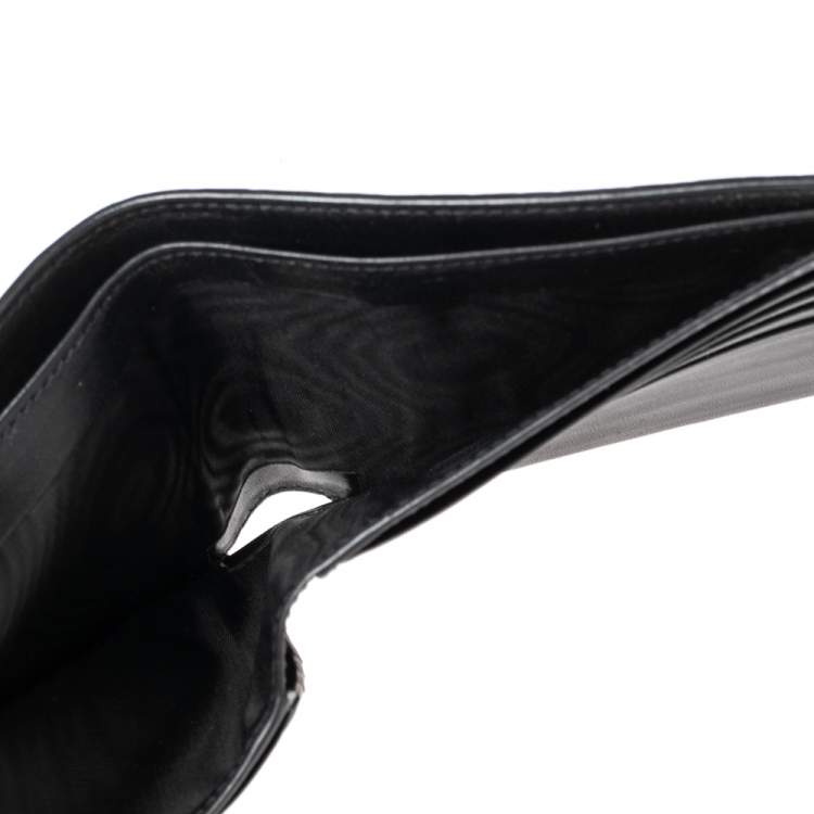 Pre Owned Saint Laurent Black Croc Embossed Leather Bifold Wallet