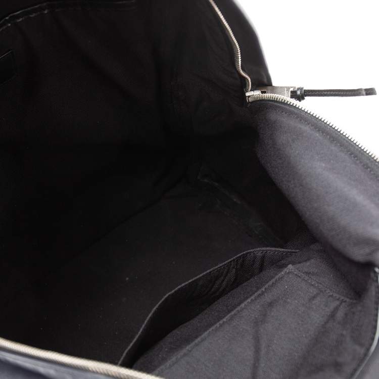 Pre Owned Saint Laurent Navy Blue/Black Leather and Canvas Classic Backpack