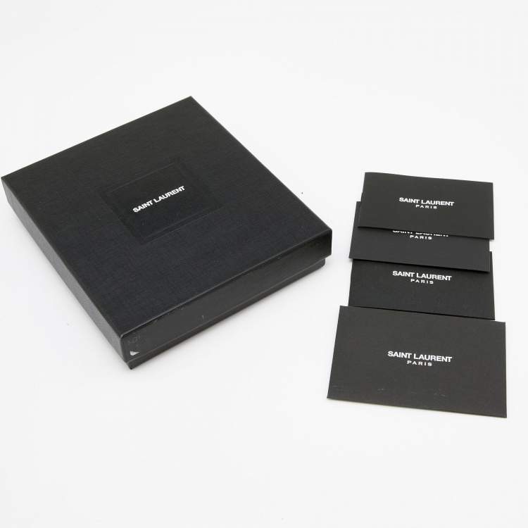Pre Owned Saint Laurent Black Croc Embossed Leather East/West Bifold Wallet