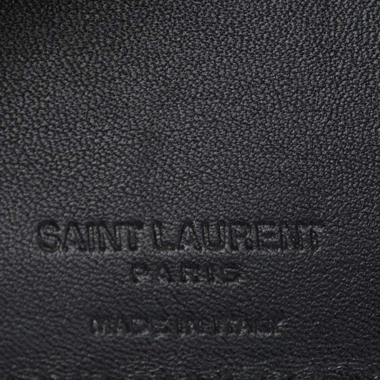 Pre Owned Saint Laurent Black Croc Embossed Leather East/West Bifold Wallet