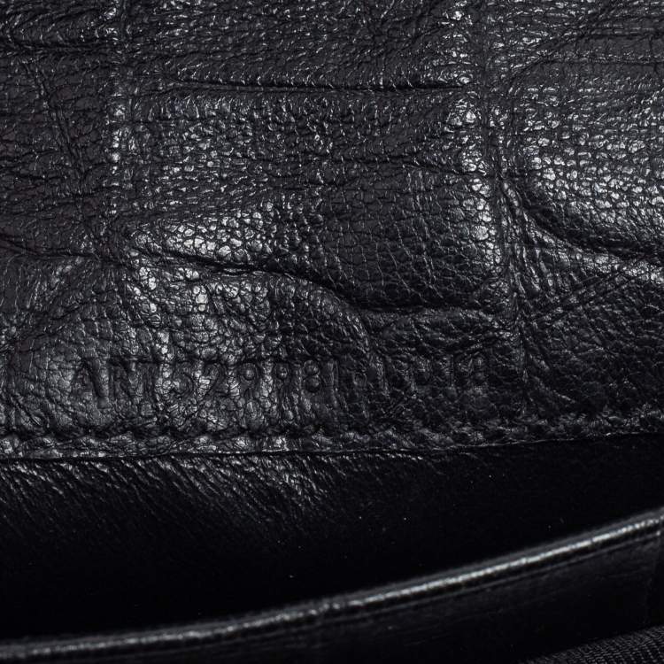 Pre Owned Saint Laurent Black Croc Embossed Leather Cassandre Long Wallet