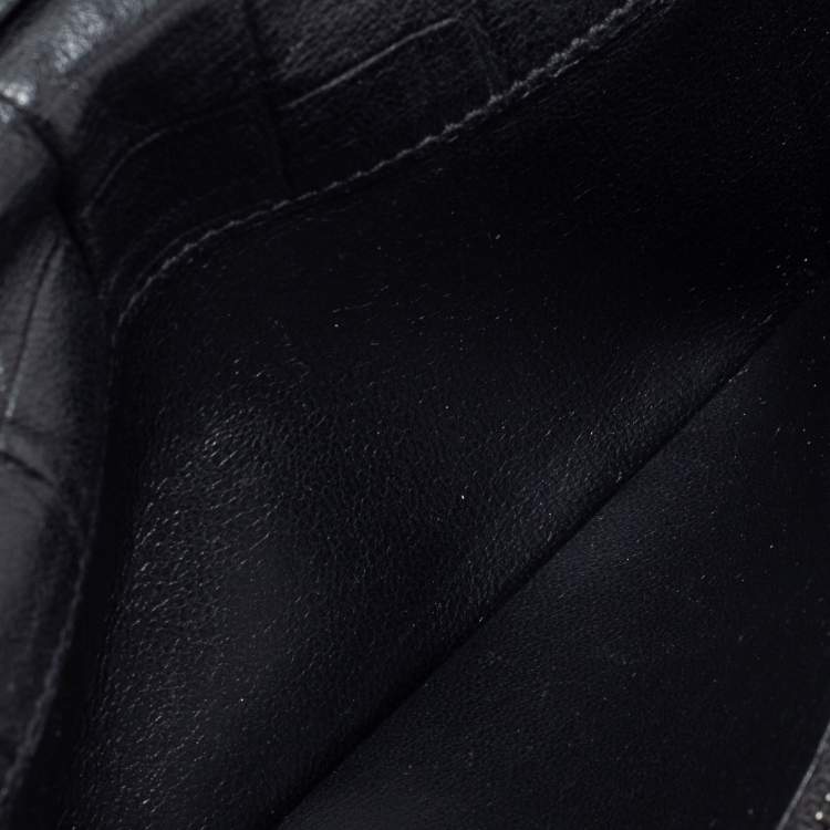Pre Owned Saint Laurent Black Croc Embossed Leather Cassandre Long Wallet