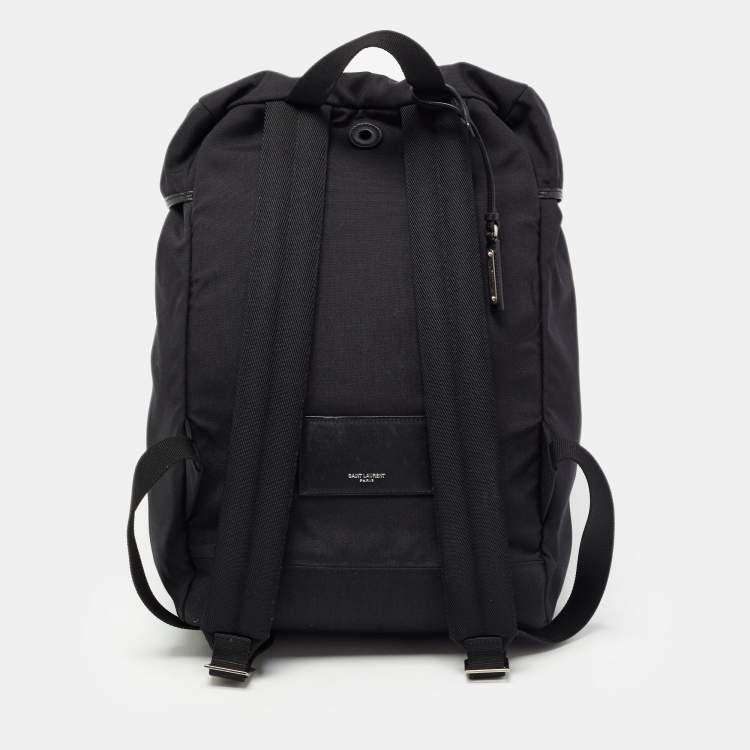 Pre Owned Saint Laurent Black Nylon and Leather City Flap Backpack