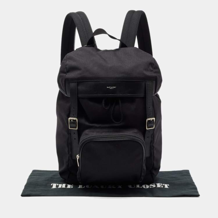 Pre Owned Saint Laurent Black Nylon and Leather City Flap Backpack