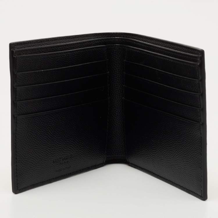 Pre Owned Saint Laurent Black/Yellow Printed Leather Bifold Wallet