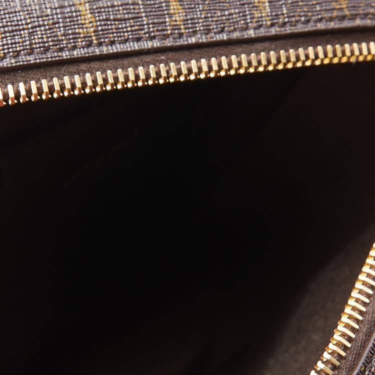 Pre Owned Saint Laurent Brown Monogram Coated Canvas and Leather Le Monogramme Crossbody Bag