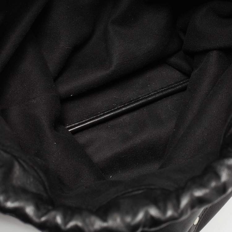 Pre Owned Saint Laurent Black Leather Studded Drawstring Backpack