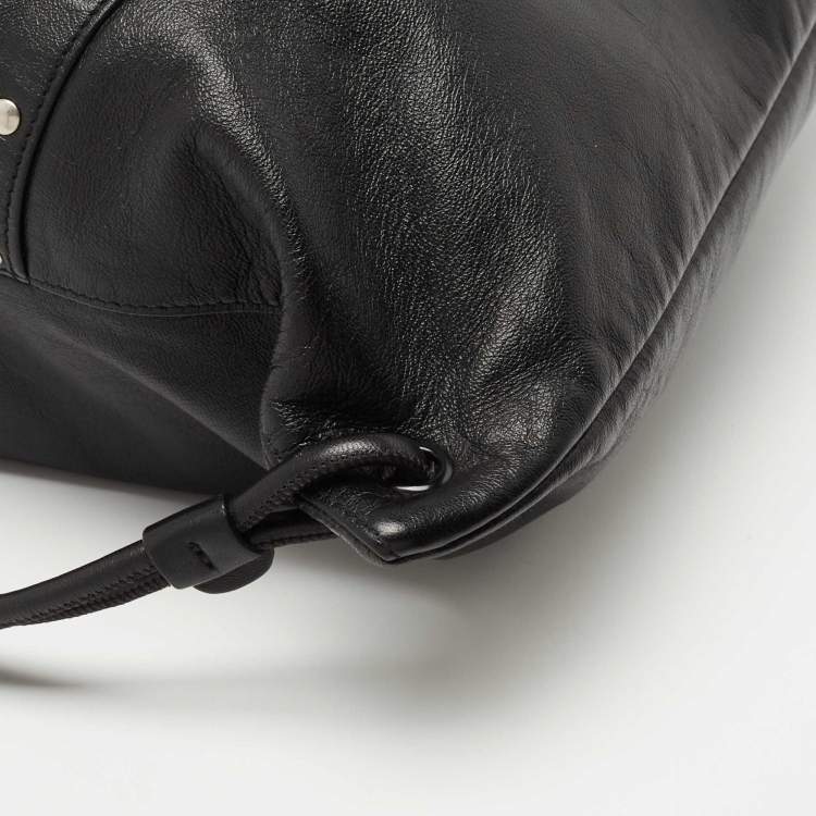 Pre Owned Saint Laurent Black Leather Studded Drawstring Backpack