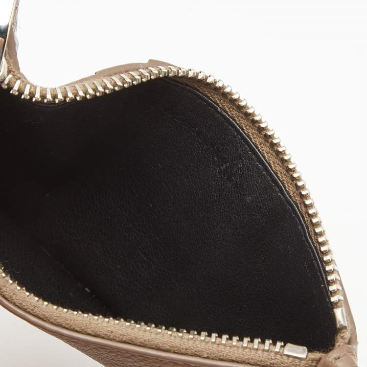 Pre Owned Saint Laurent Beige Leather Zip Card Case
