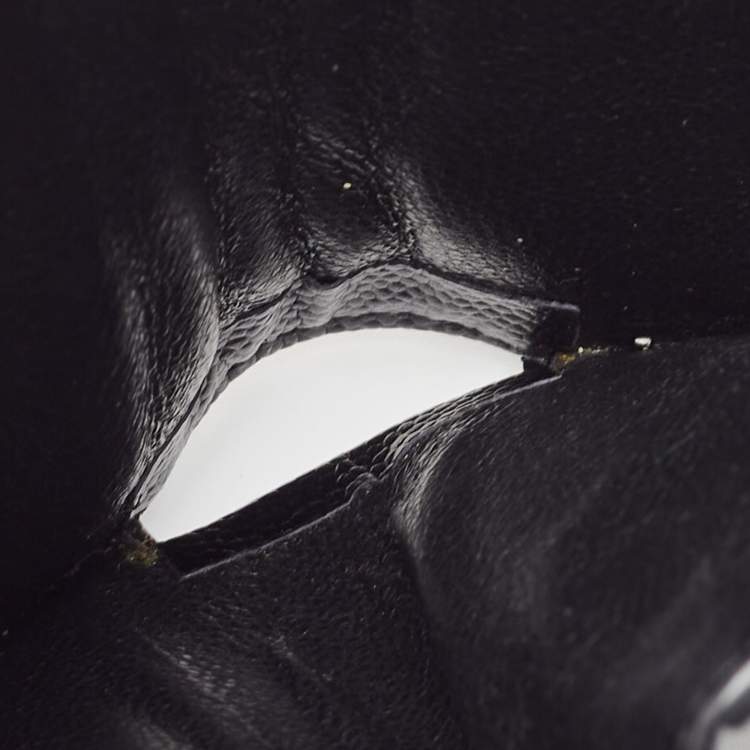Pre Owned Saint Laurent Black Matelassé Leather Monogram Zip Bifold Wallet
