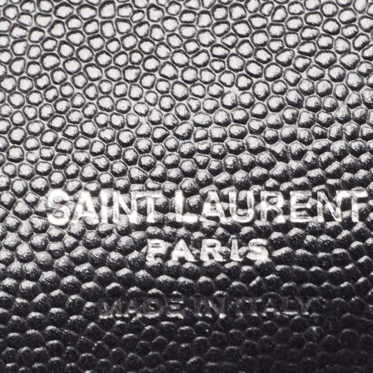Pre Owned Saint Laurent Black Matelassé Leather Monogram Zip Bifold Wallet