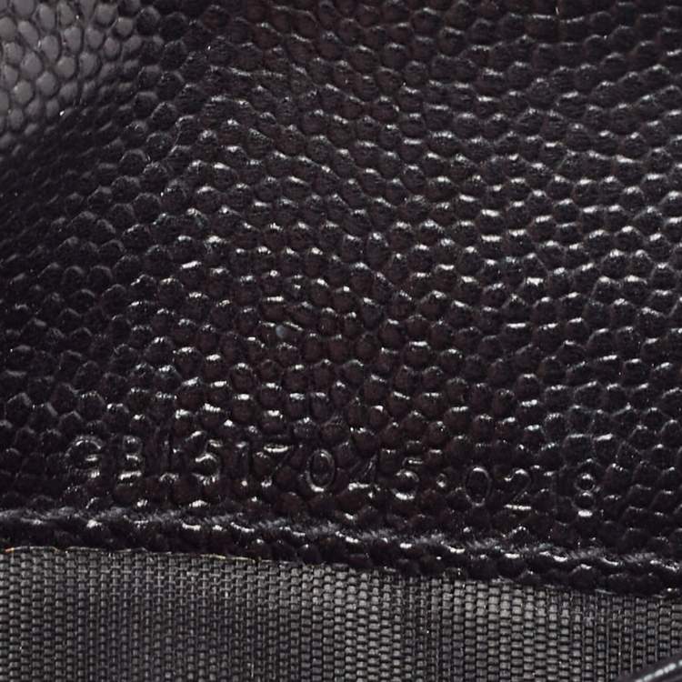 Pre Owned Saint Laurent Black Matelassé Leather Monogram Zip Bifold Wallet