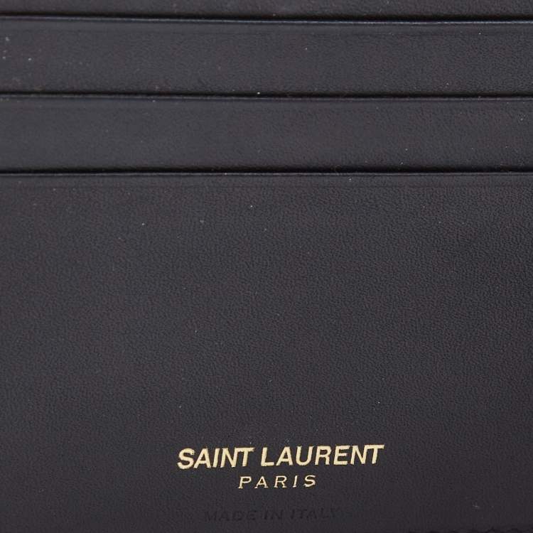 Pre Owned Saint Laurent Navy Blue Croc Embossed Leather Bifold Wallet
