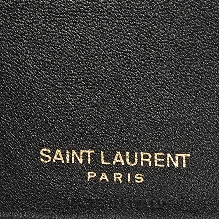 Pre Owned Saint Laurent Black Croc Embossed Leather Bifold Wallet