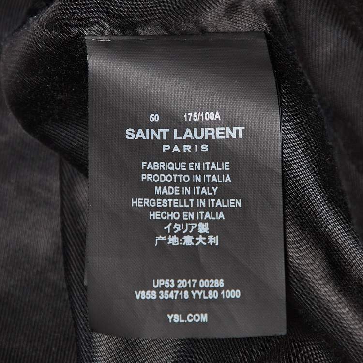Pre Owned Saint Laurent Paris Black Wool Blend Varsity Jacket L