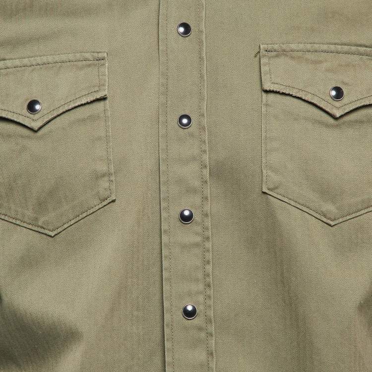 Pre Owned Saint Laurent Green Cotton Shirt M