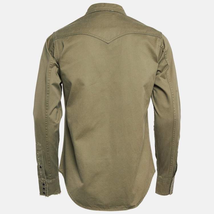 Pre Owned Saint Laurent Green Cotton Shirt M