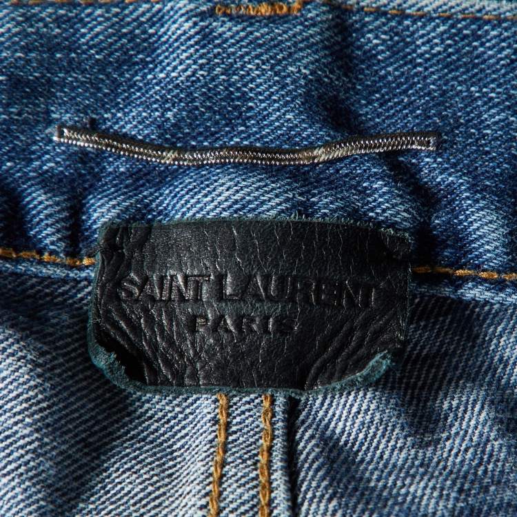 Pre Owned Saint Laurent Paris Blue Washed & Distressed Denim Jeans S Waist 31"